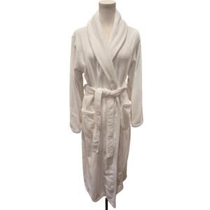 Restoration Hardware Luxury Plush Long Robe White Turkish Cotton Belted Medium